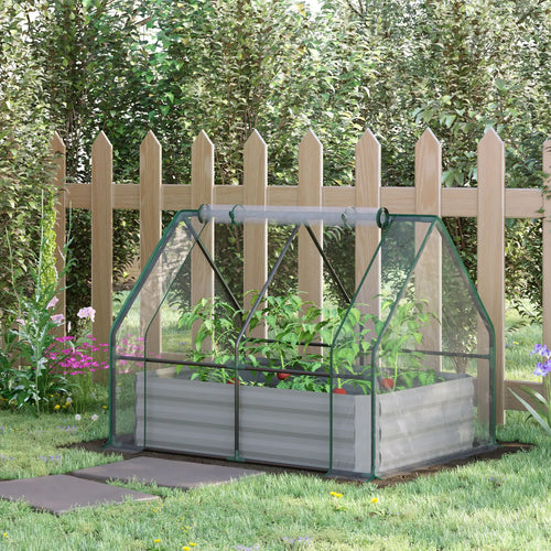 Steel Outdoor Raised Garden Bed, Greenhouse Cover, Roll Up Door, 50