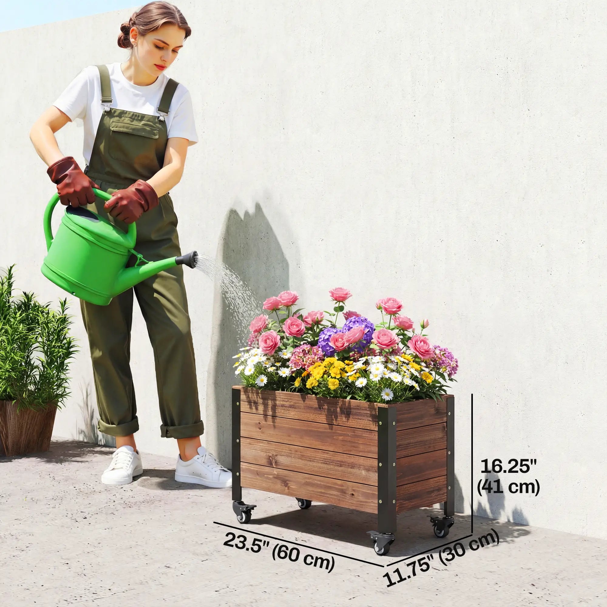 Raised Garden Bed With Wheels, Drainage Holes, Planter Box With Liner Wooden Planter Boxes at Gallery Canada