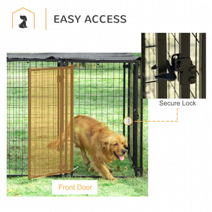 Outdoor Dog Kennel, Lockable Pet Playpen with Cover, Black Houses, Kennels & Pens at Gallery Canada