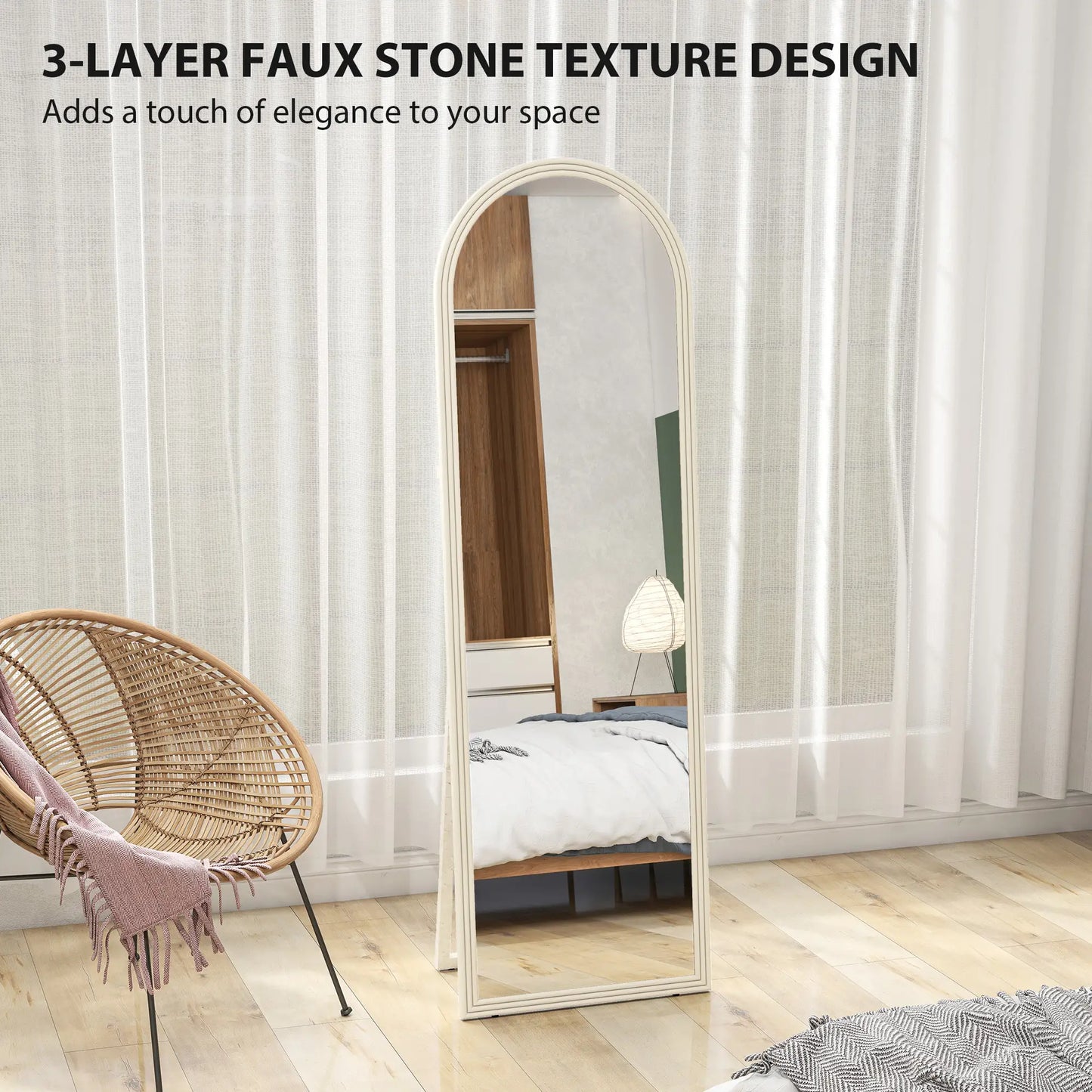 64" x 21" Full Length Mirror, Free Standing, Arched Body, White Full Length Mirrors at Gallery Canada
