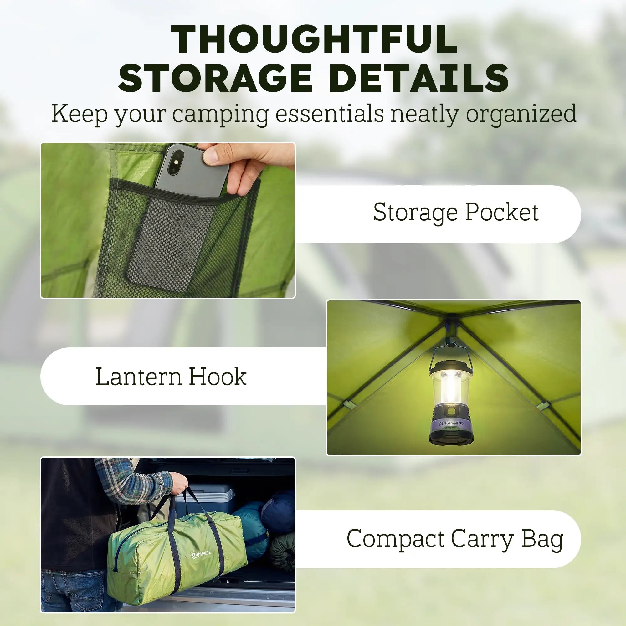 6 Person Camping Tent With Porch, 2 Bedroom Living Room, Light Green Camping Tents at Gallery Canada
