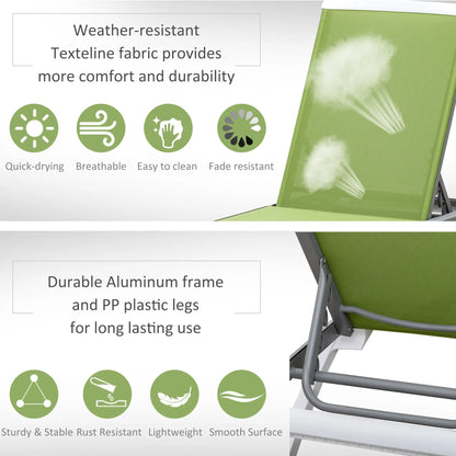 Outdoor Chaise Lounge Chair, Adjustable Back, Wheels, Mesh Fabric, Green Lounger Chairs at Gallery Canada