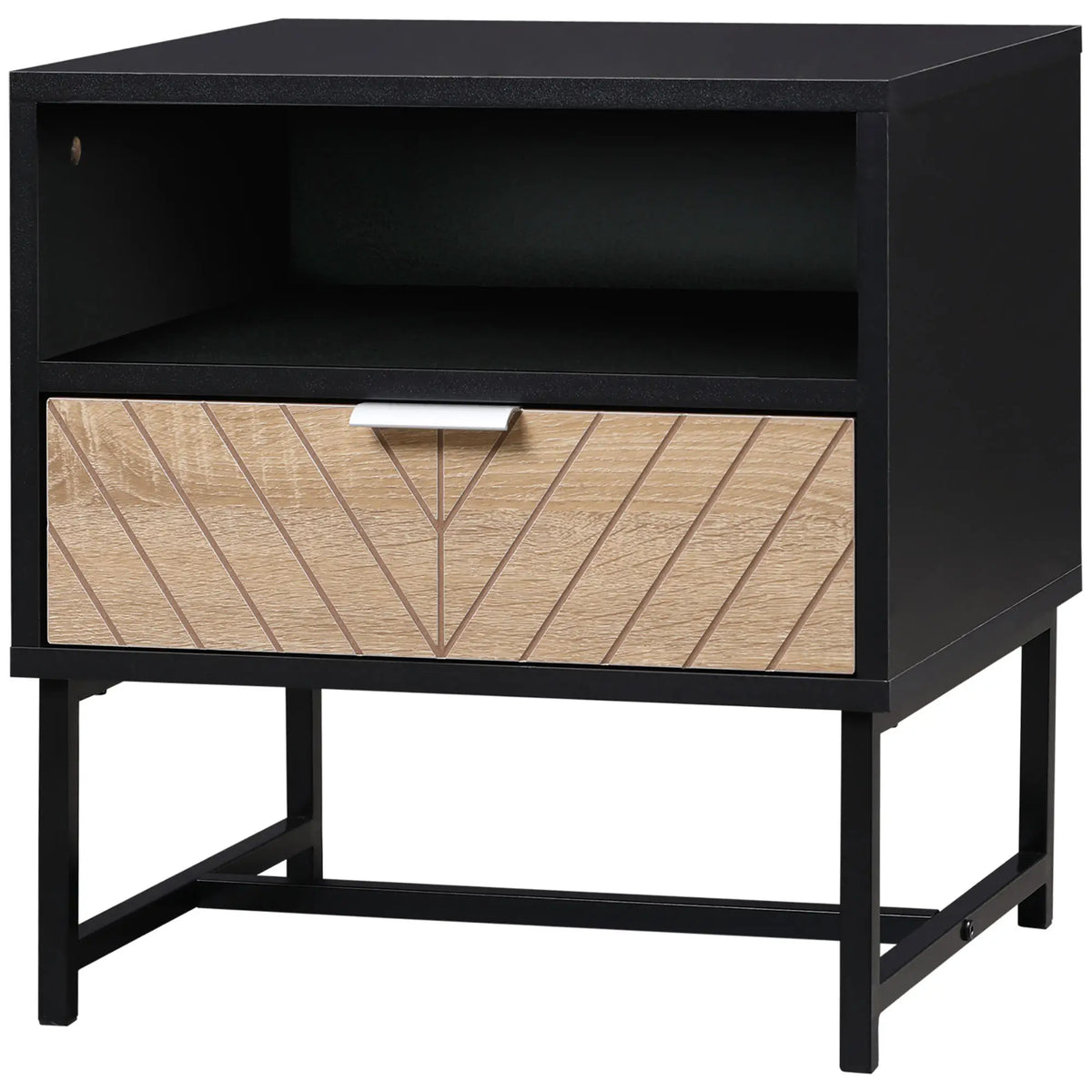 Modern Bedside Table With Drawer, Black And Oak, Black And Oak Bedside Tables at Gallery Canada