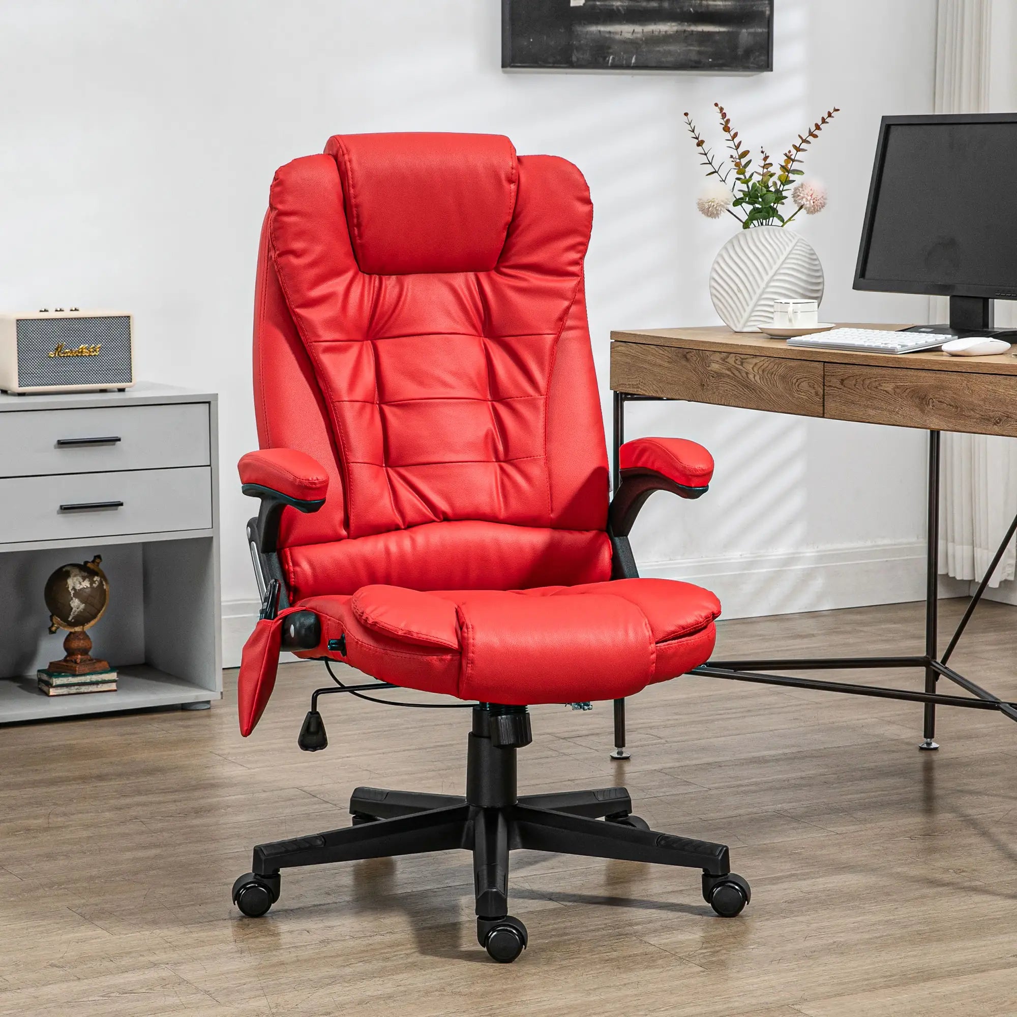 Adjustable Heated Ergonomic Massage Office Chair, High Back Faux Leather Massage Chairs at Gallery Canada