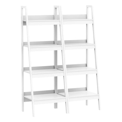 Set of 2, 4 Tier Ladder Shelf, Multi-Use Display Rack, White Display Bookshelves at Gallery Canada