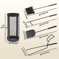 Ensemble d'outils de cheminée avec panier en treillis, kit de 5 pièces