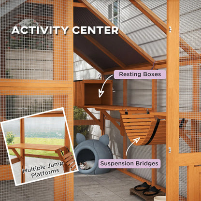 Wooden Outdoor Cat Enclosure, Weatherproof Canopy, Bridges, Resting Boxes, Platforms, for 3-6 Cats Outdoor Cat Enclosures at Gallery Canada