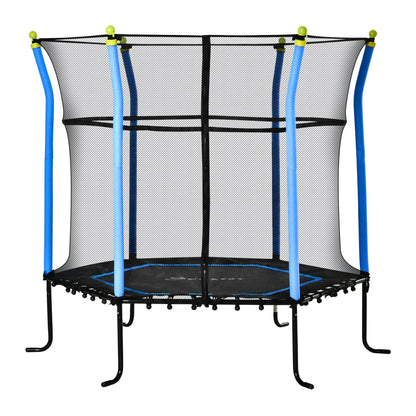 64 Inch Kids Trampoline with Enclosure Net, for Ages 3-10, Blue Trampolines at Gallery Canada
