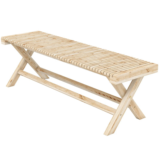 55.1" Garden Bench, 2-Seater Outdoor Bench, Natural Wood Finish Outdoor Benches Natural at Gallery Canada