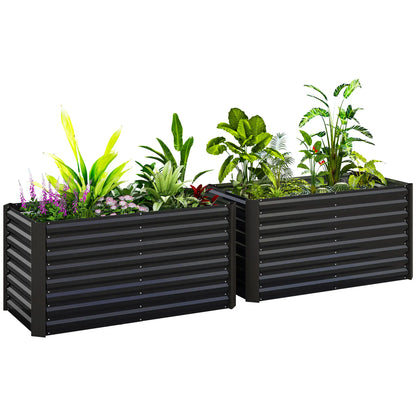 Set Of 2 Galvanized Metal Planters, 4' X 2' X 2' Raised Garden Bed, Dark Grey Galvanized Planter Boxes at Gallery Canada