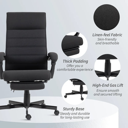 High Back Swivel Recliner Chair, Adjustable Height, Footrest, Armrest, Black Office Chairs at Gallery Canada