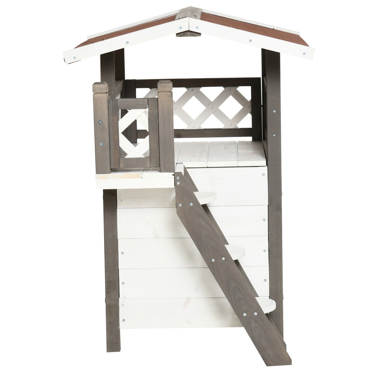 Outdoor Cat House, 2-Story Shelter for Feral Cats, Wooden Kitten Condo with Asphalt Roof, Stairs, Balcony, 30" x 20" x 29" at Gallery Canada