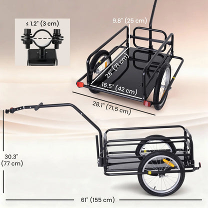Folding Bicycle Cargo Trailer, Bike Cart Carrier, Hitch, Black Bike Cargo Trailers at Gallery Canada