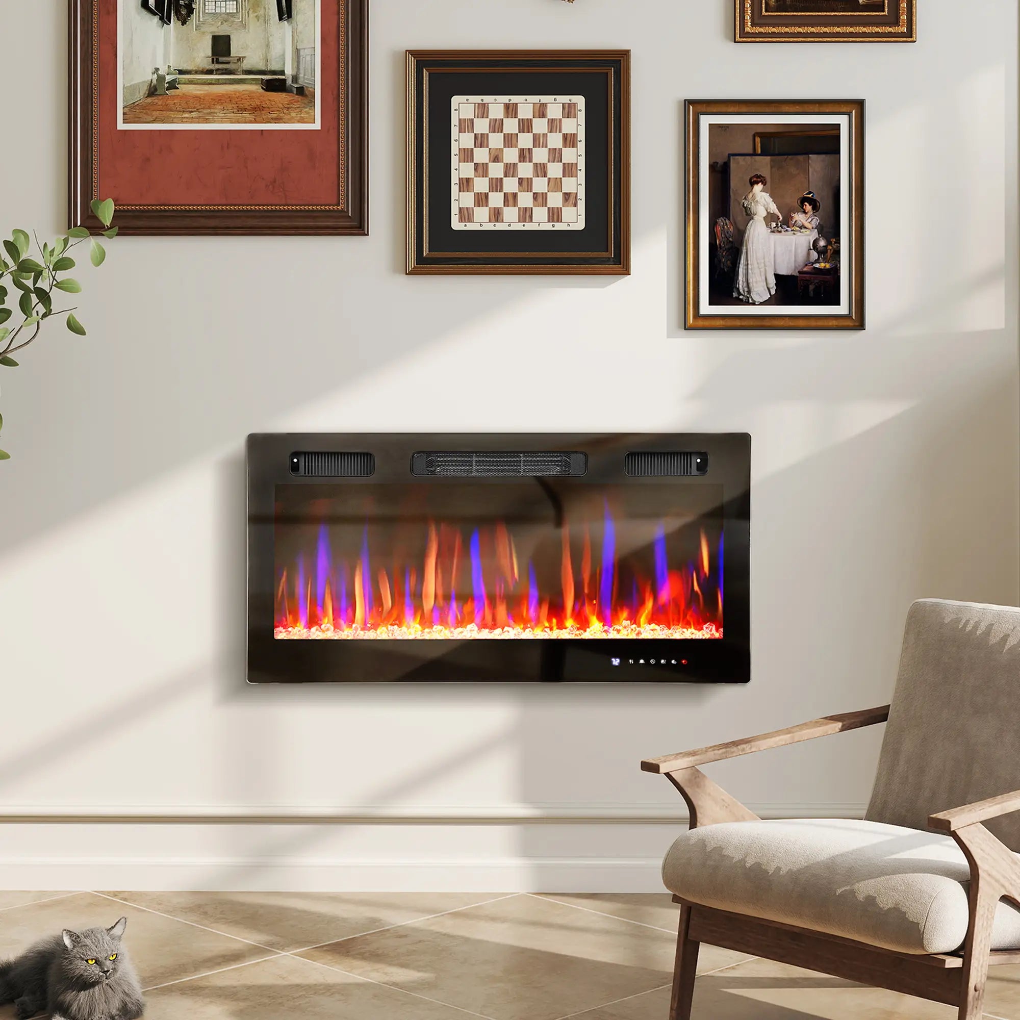 36 Inch Thin Electric Fireplace, Freestanding, Wall Mounted, Eco Mode Electric Fireplaces at Gallery Canada