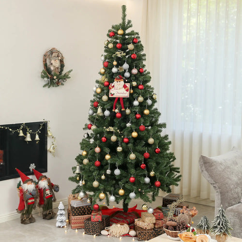 7.5ft Artificial Christmas Tree, Auto Open, Steel Base, Green