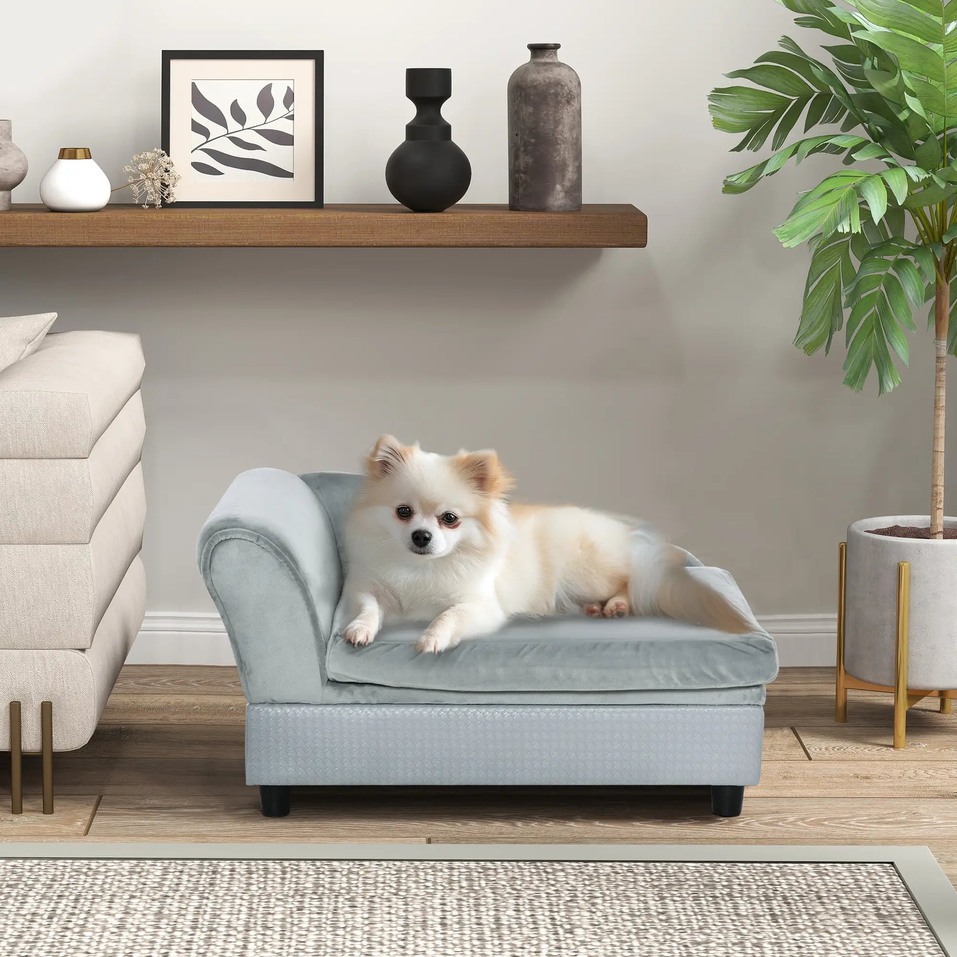 Pet Sofa Dog Couch Chaise Lounge, Small Size, Light Grey Dog Sofas at Gallery Canada
