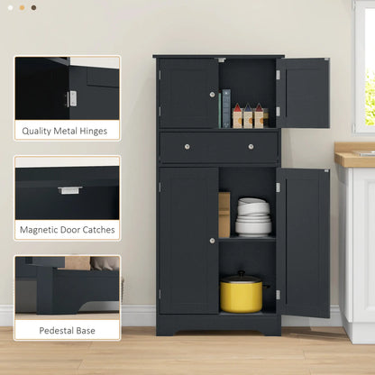 50.5" Kitchen Cabinet, 4 Doors, Drawer, Adjustable Shelf, Black Kitchen Pantry Cabinets at Gallery Canada