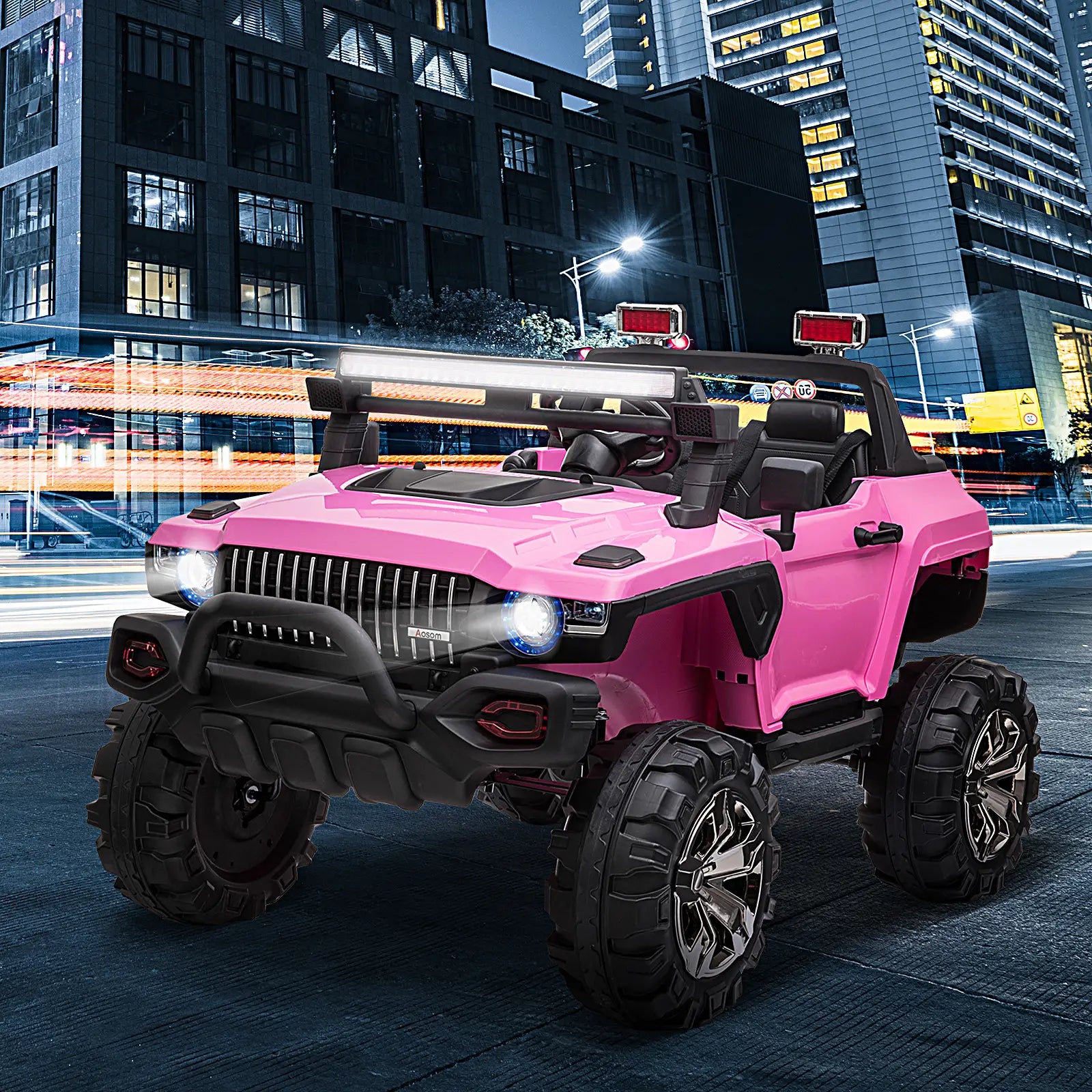 2-Seater Kids Police Car, 12V 7AH Remote Control, Pink Electric Toy Cars at Gallery Canada