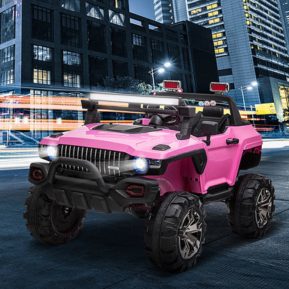 2-Seater Kids Police Car, 12V 7AH Remote Control, Pink Electric Toy Cars at Gallery Canada