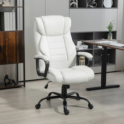 Massage Office Chair, High Back Executive, 6-Point Vibration, Adjustable Height, White Massage Chairs at Gallery Canada