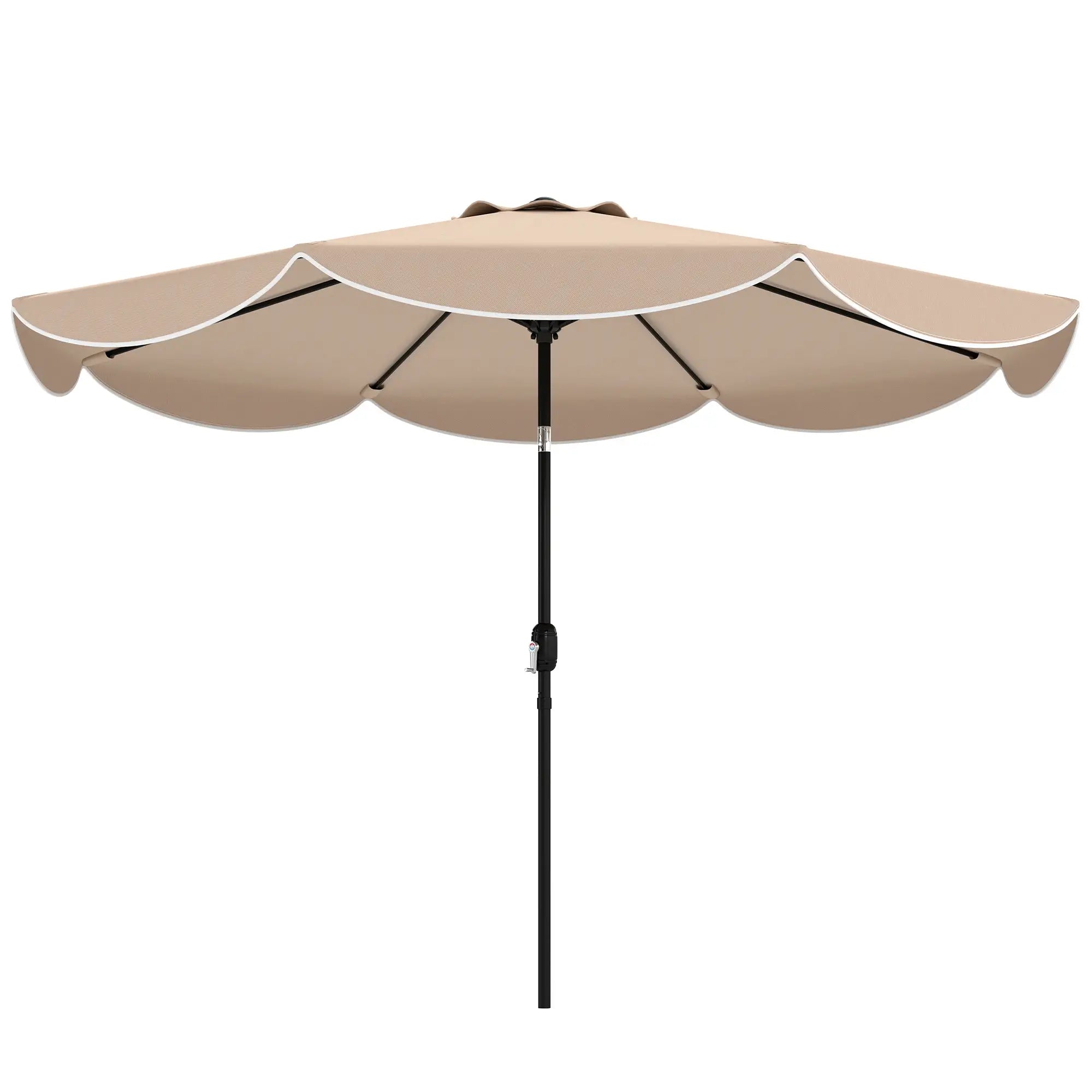9' x 9' Round Market Umbrella, Tilt Crank Patio, Khaki Sun Umbrellas Khaki, Black at Gallery Canada