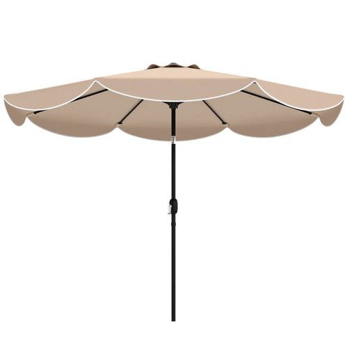9' x 9' Round Market Umbrella, Tilt Crank Patio, Khaki