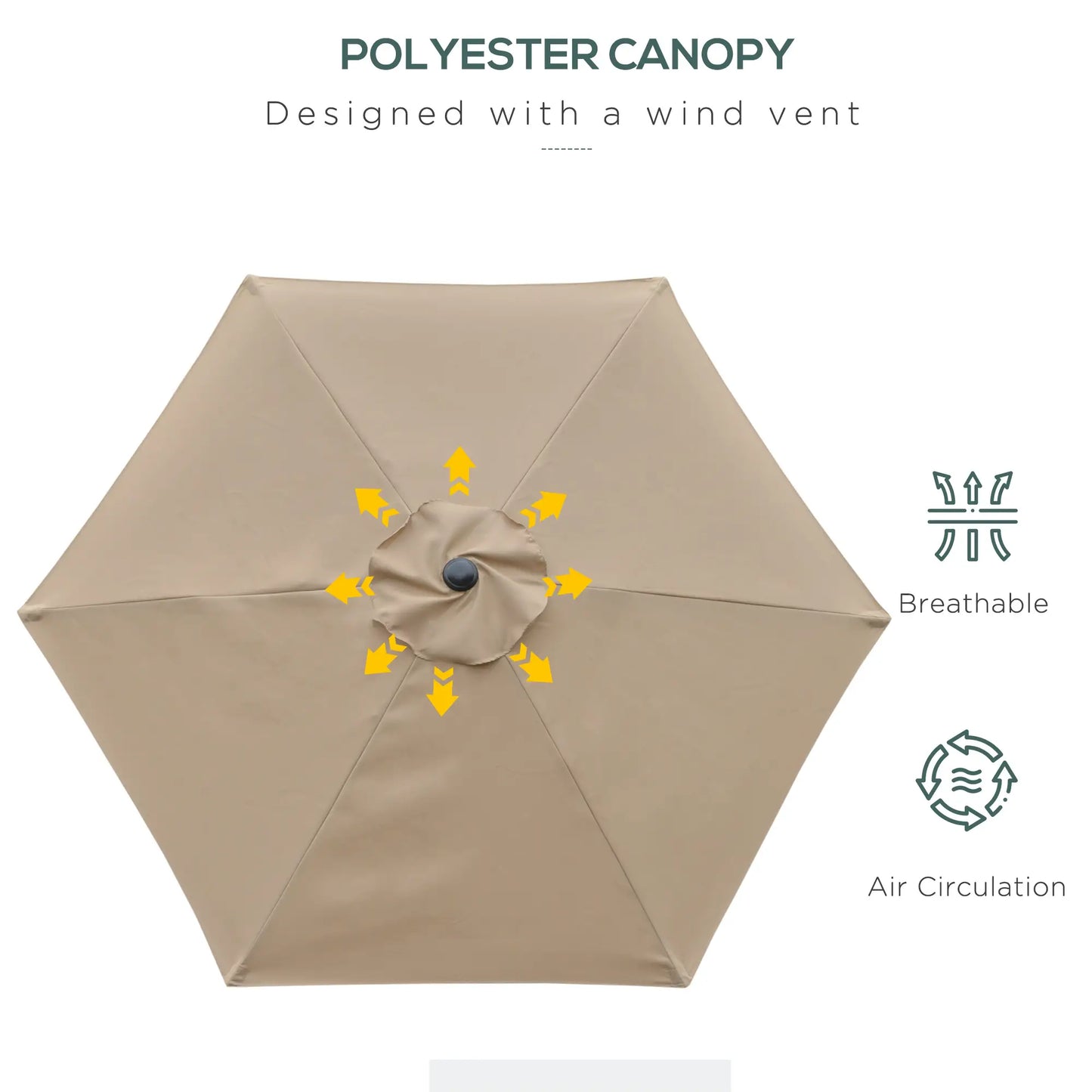 Outdoor Sun Umbrella, 6 Ribs, Khaki Patio Umbrellas at Gallery Canada