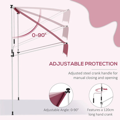 6.6'x5' Manual Retractable Patio Awning, Water Resistant, UV Protector, Wine Red Patio Awnings at Gallery Canada