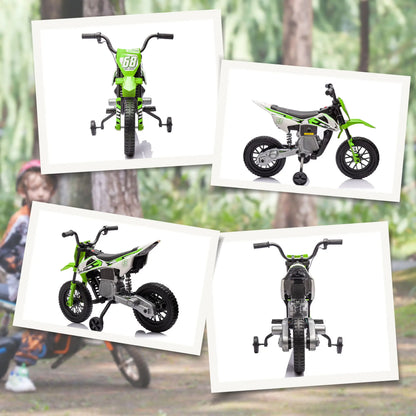 12V Kids Dirt Bike, Electric Motorcycle, Training Wheels, Green Electric Motorcycles at Gallery Canada