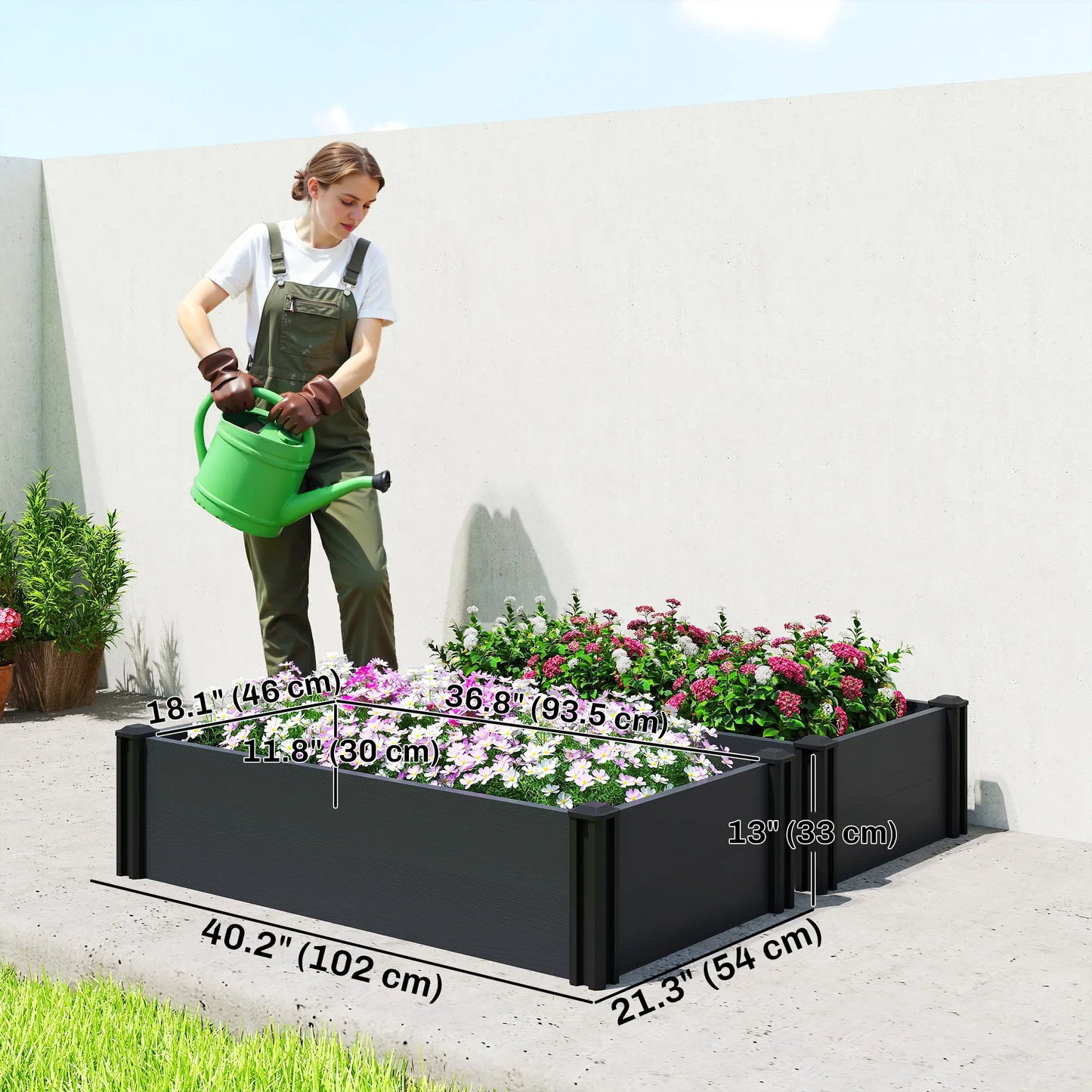 Vinyl Raised Garden Bed Kit, 2 Elevated Boxes, Open Bottom, Screwless Planter Wooden Planter Boxes at Gallery Canada