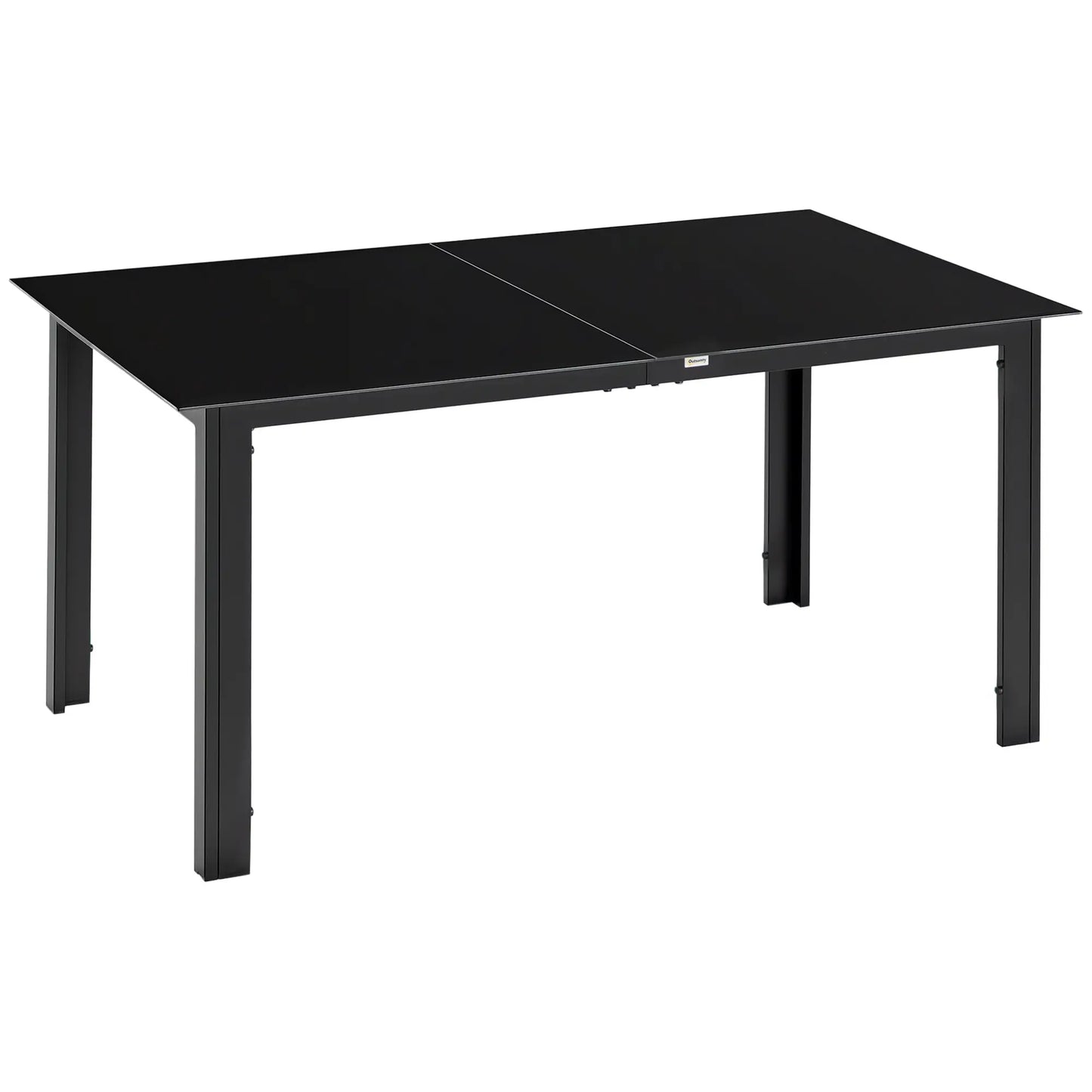 Aluminum Outdoor Dining Table, 59" x 35", Tempered Glass Top, Black Patio Dinning Tables Black at Gallery Canada