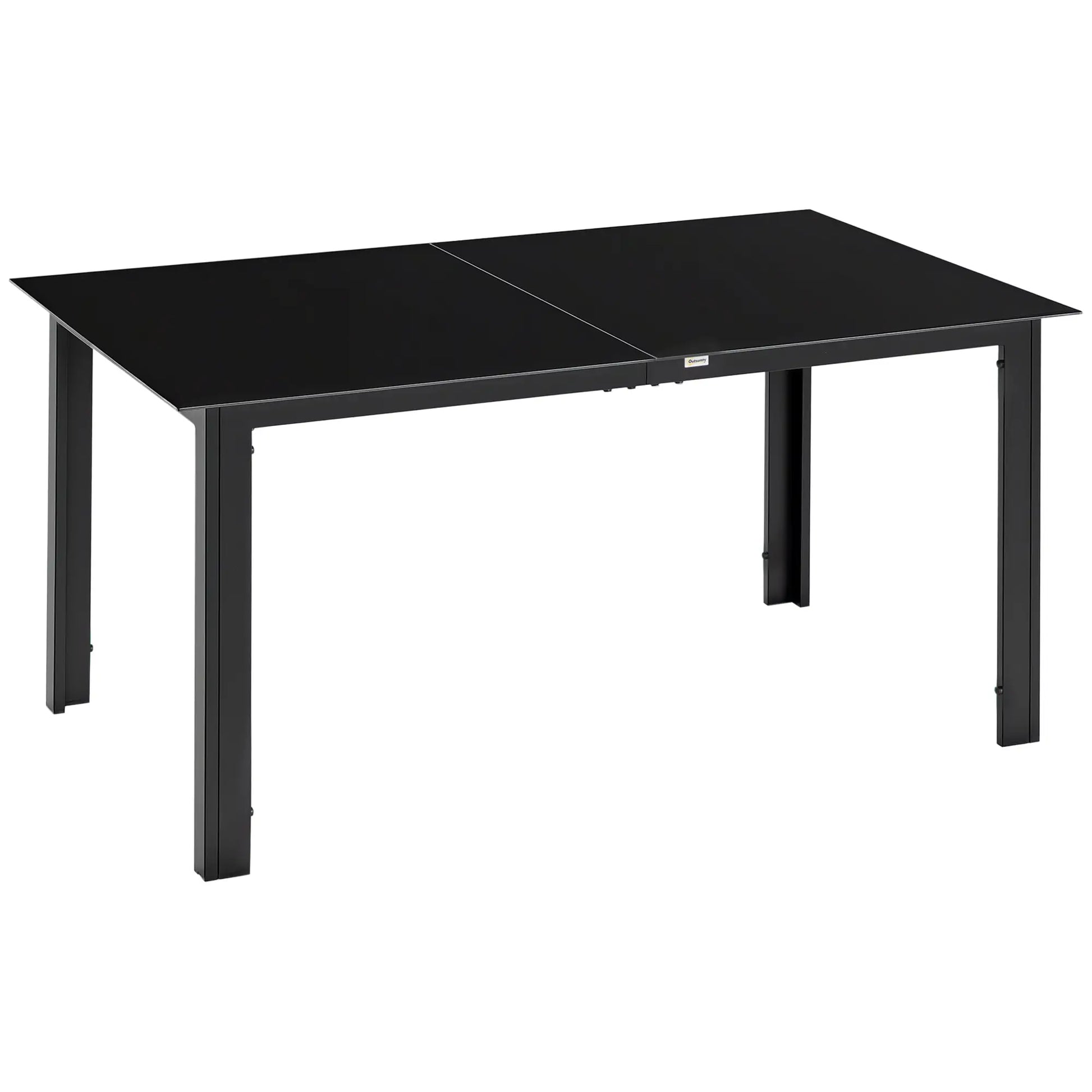 Aluminum Outdoor Dining Table, 59" x 35", Tempered Glass Top, Black Patio Dinning Tables Black at Gallery Canada