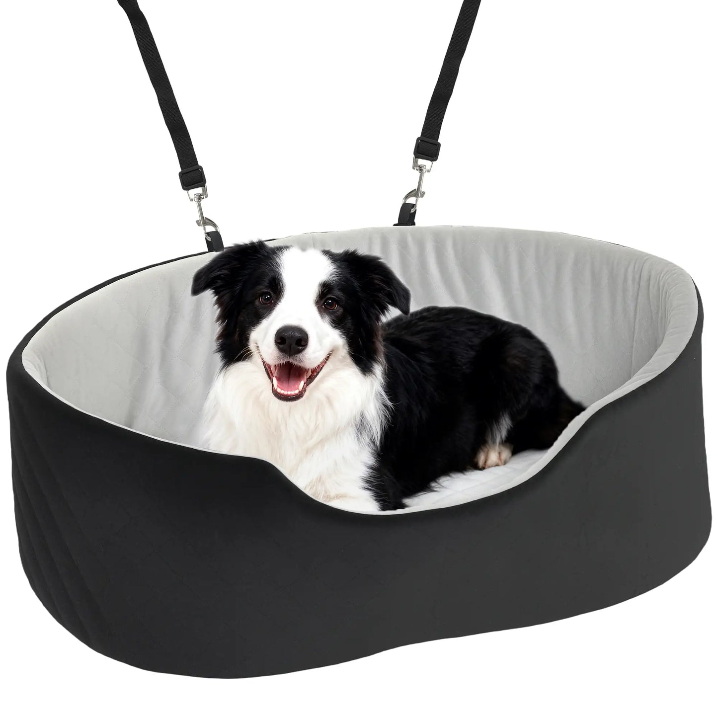 Dog Car Seat for Small Medium Pets, Detachable Washable Pet Bed with Cushion and Safety Belt, Black Elevated Dog Beds at Gallery Canada