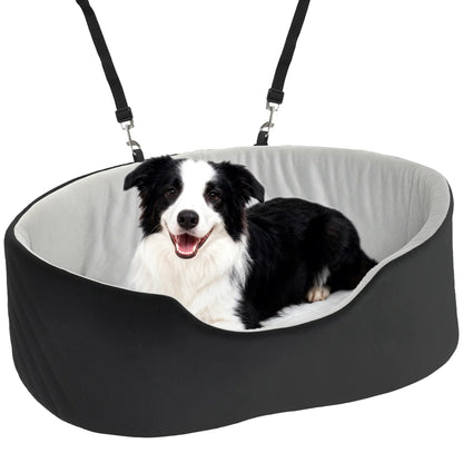 Dog Car Seat for Small Medium Pets, Detachable Washable Pet Bed with Cushion and Safety Belt, Black Elevated Dog Beds at Gallery Canada