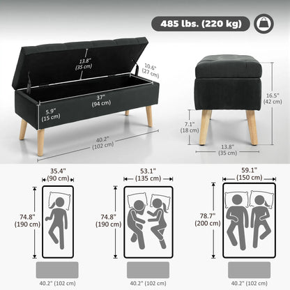 Velvet Storage Ottoman with Lid, Wood Legs, Black Storage Ottomans & Benches at Gallery Canada