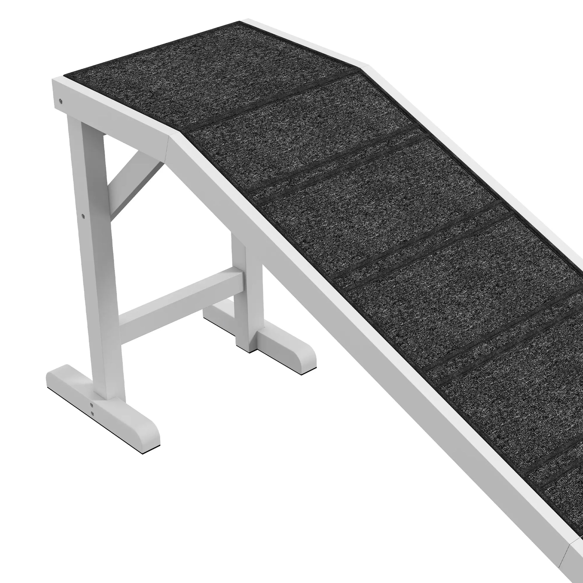 Dog Ramp with Non-Slip Carpet, Top Platform, 74" x 16" x 25", White Dog Stairs at Gallery Canada