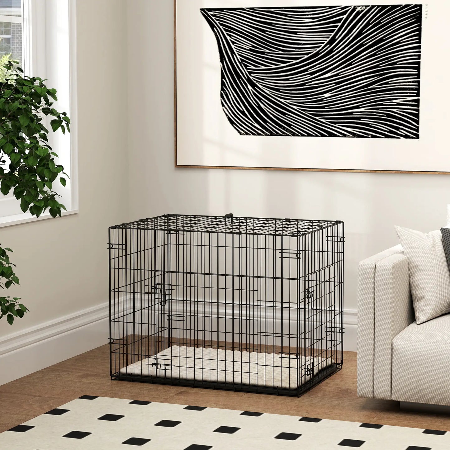 30" Folding Metal Dog Crate, 2 Doors, Removable Tray, Black Houses, Kennels & Pens at Gallery Canada