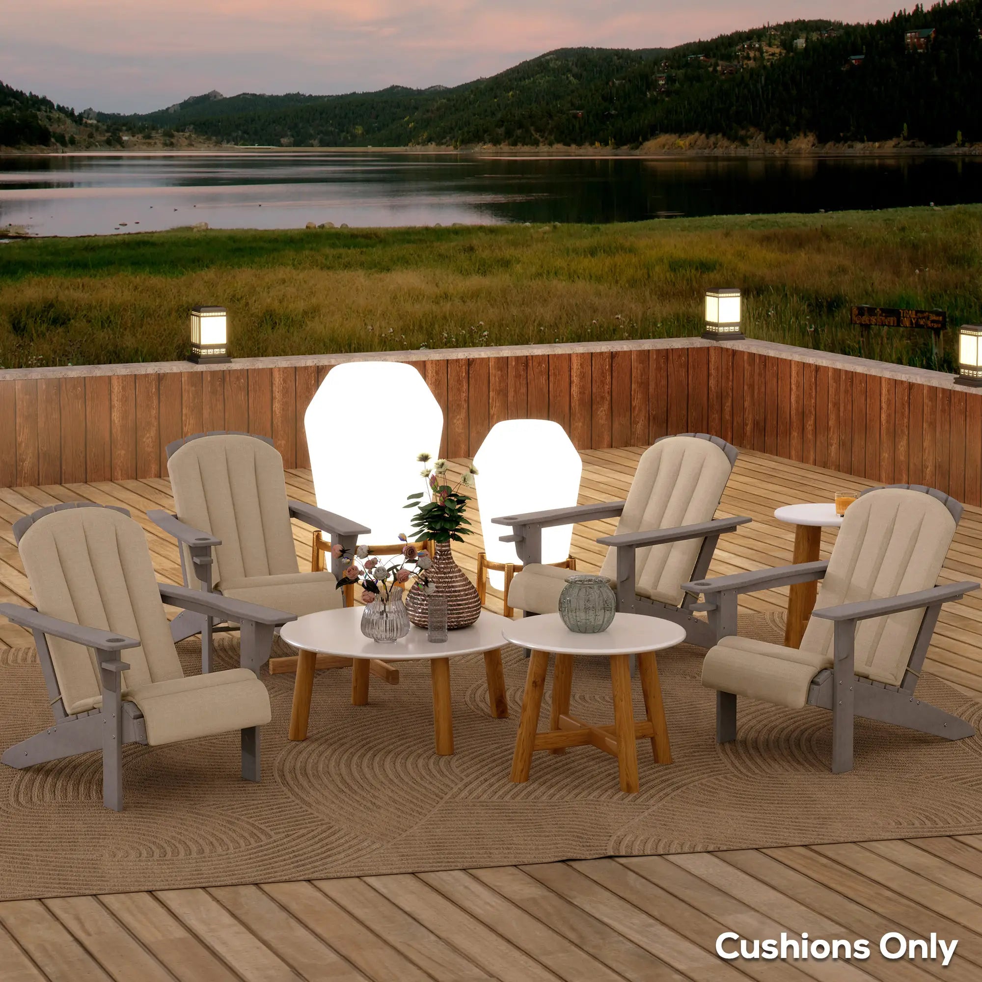 Set Of 4 Patio Chair Cushions, High Back Adirondack, High-Density Foam, Beige Patio Chair Cushions at Gallery Canada