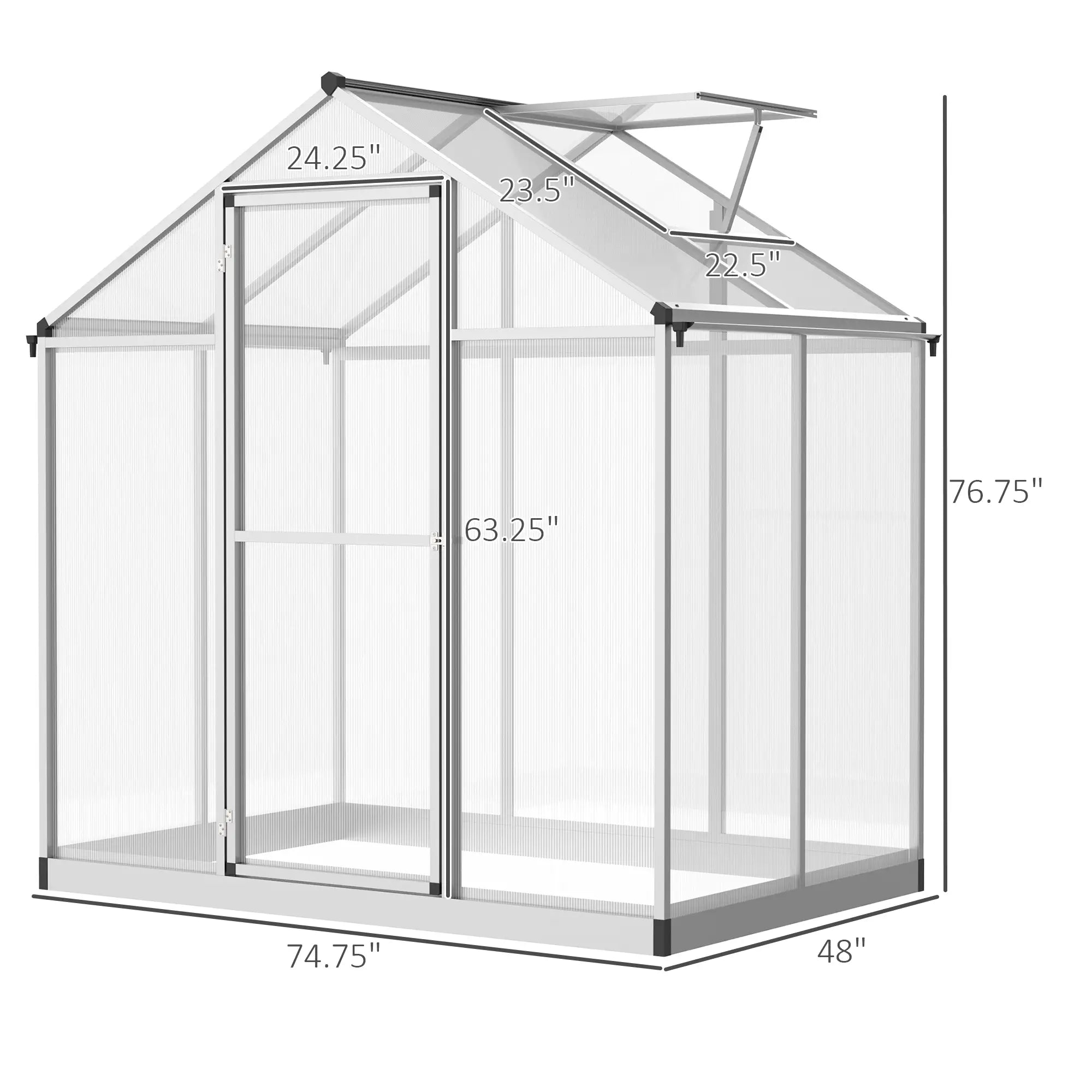 4' x 6.2' x 6.4' Walk-In Greenhouse, Polycarbonate Panels, Aluminum Frame Walk In Greenhouses at Gallery Canada