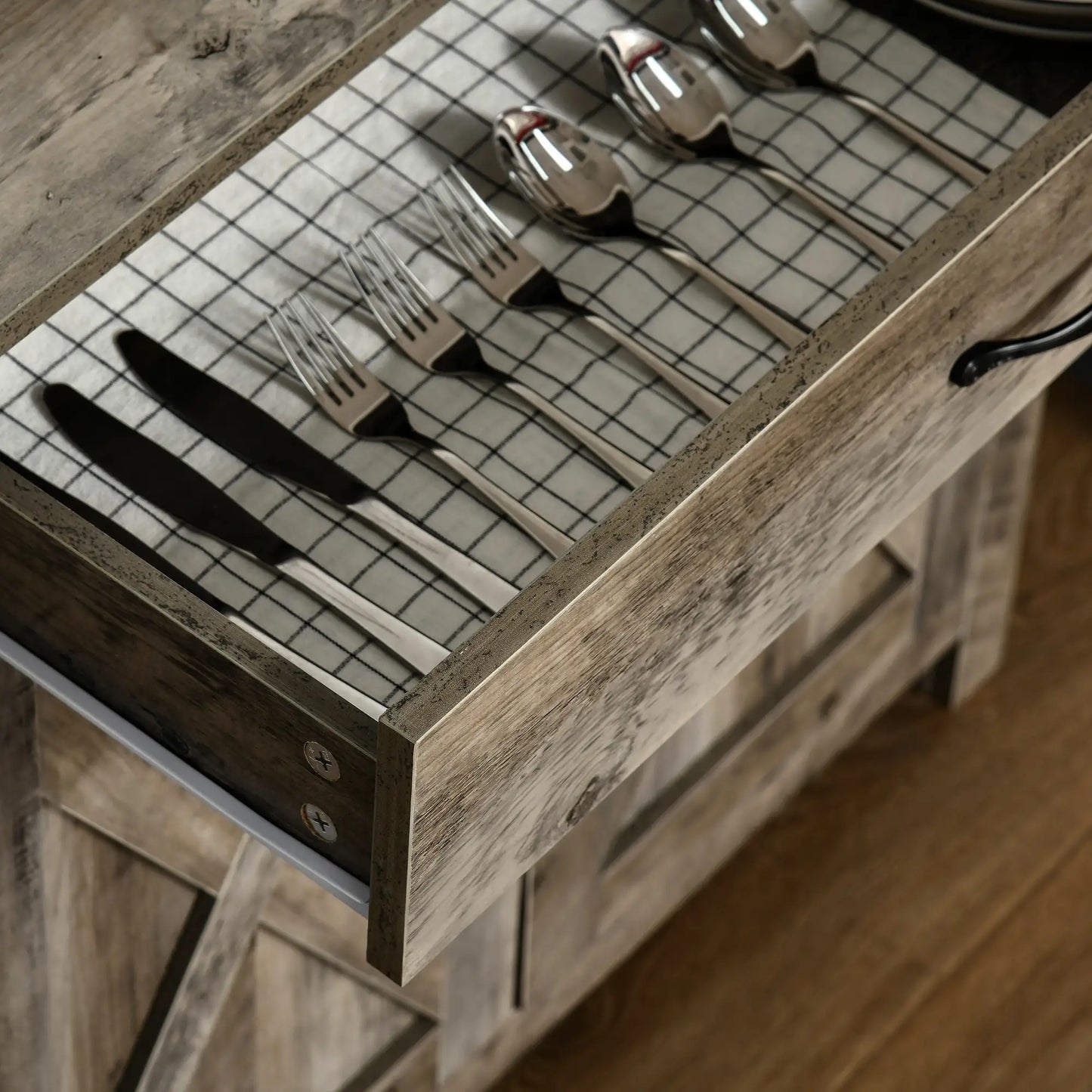 Farmhouse Sideboard Buffet, Storage Cabinet with Barn Doors, Ash Grey Bar Cabinets at Gallery Canada