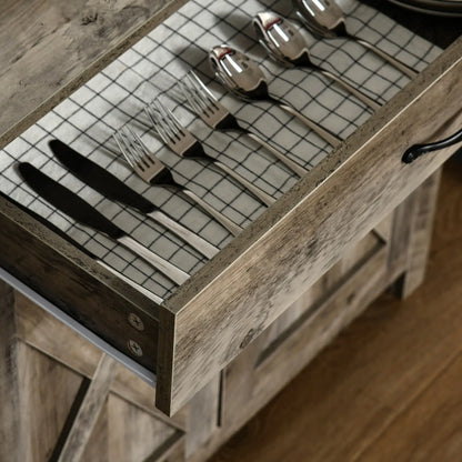 Farmhouse Sideboard Buffet, Storage Cabinet with Barn Doors, Ash Grey Bar Cabinets at Gallery Canada