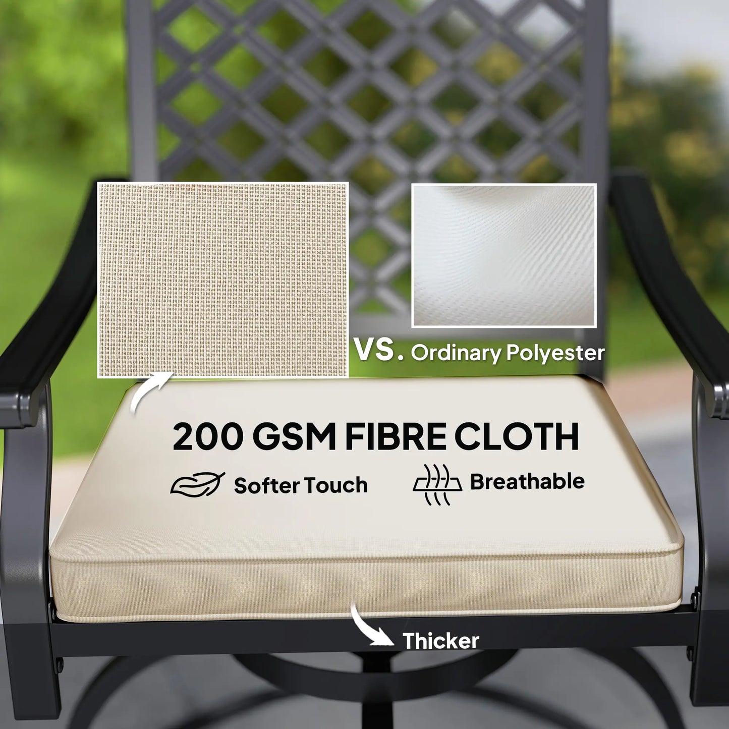 Outdoor Bar Stools Set of 2, Swivel Patio Chairs with Cushion