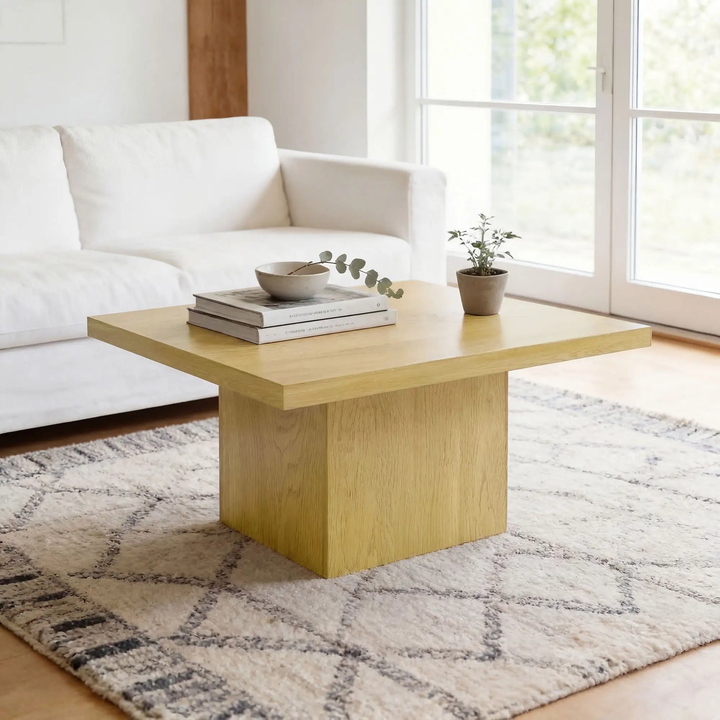 Square Coffee Table, 1.6" Thick Tabletop, Natural Wood Coffee Tables at Gallery Canada