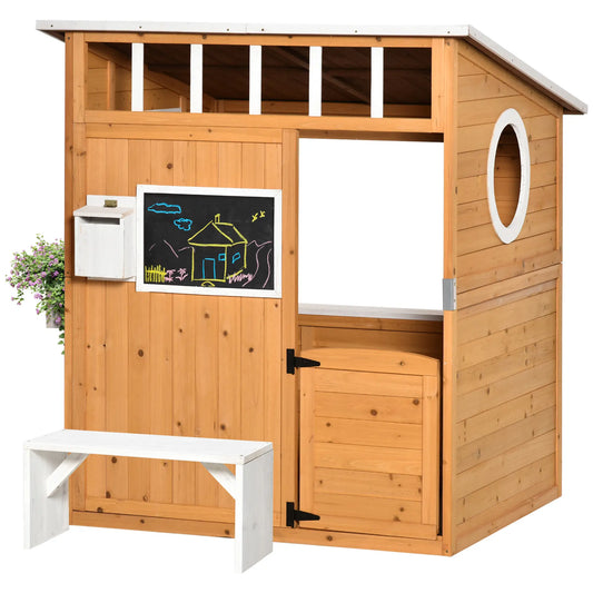 Wooden Kids Playhouse with Door, Windows & Mailbox, Yellow Play Houses Yellow at Gallery Canada