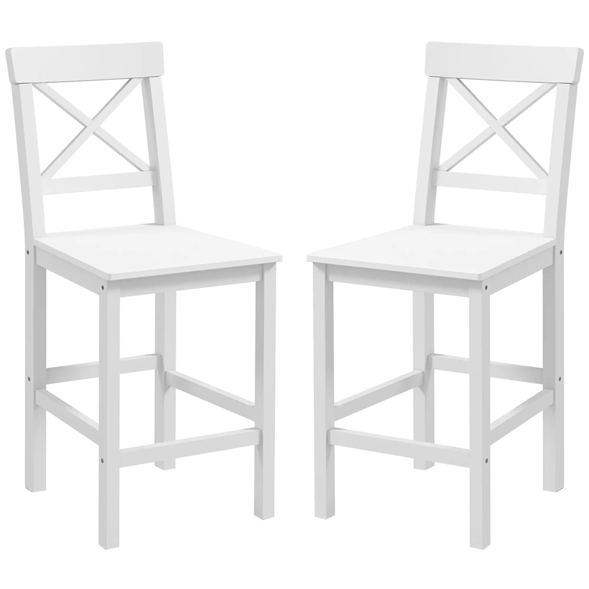 Counter Height Stools Set of 2, Farmhouse Bar Stools, Solid Wood, White Bar Stools White at Gallery Canada