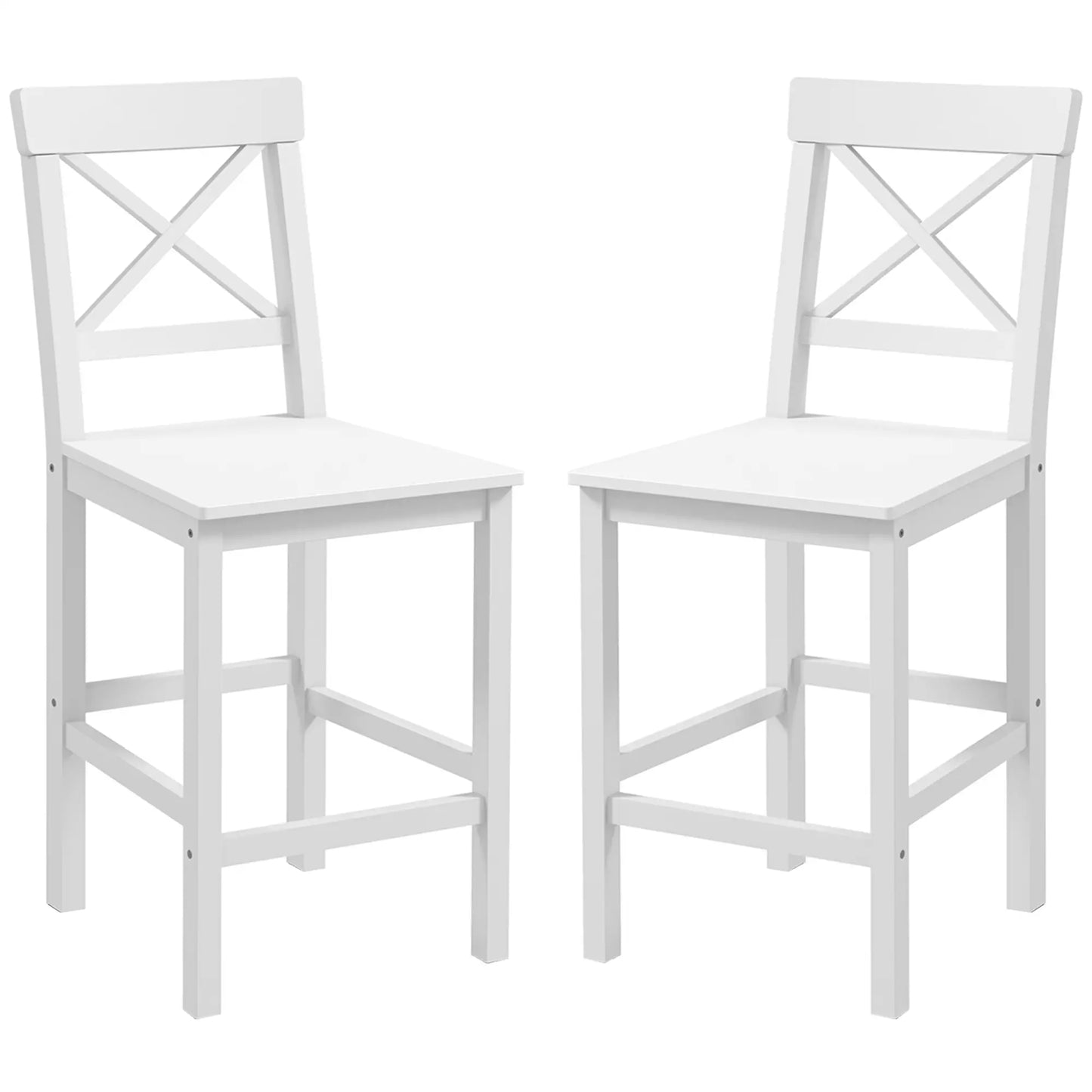 Counter Height Stools Set of 2, Farmhouse Bar Stools, Solid Wood, White Bar Stools White at Gallery Canada