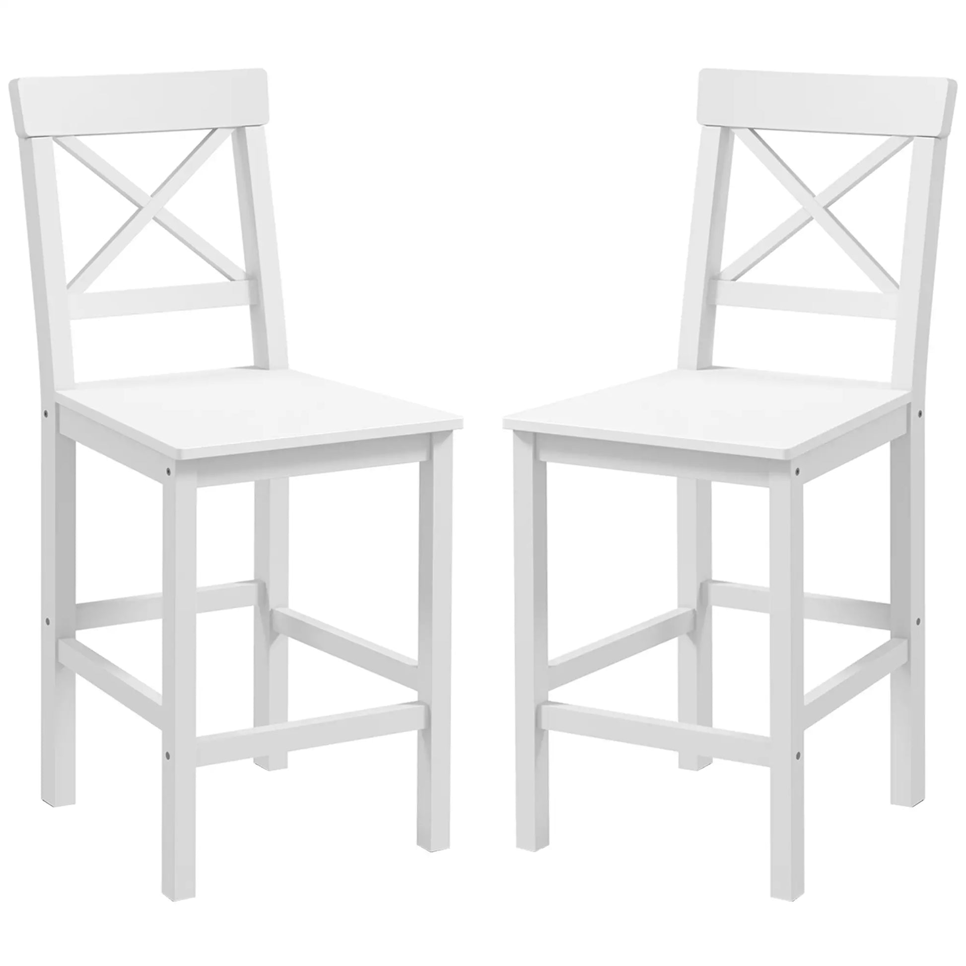 Counter Height Stools Set of 2, Farmhouse Bar Stools, Solid Wood, White Bar Stools White at Gallery Canada