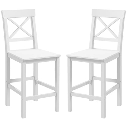 Counter Height Stools Set of 2, Farmhouse Bar Stools, Solid Wood, White Bar Stools White at Gallery Canada
