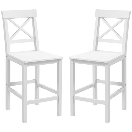 Counter Height Stools Set of 2, Farmhouse Bar Stools, Solid Wood, White Bar Stools White at Gallery Canada