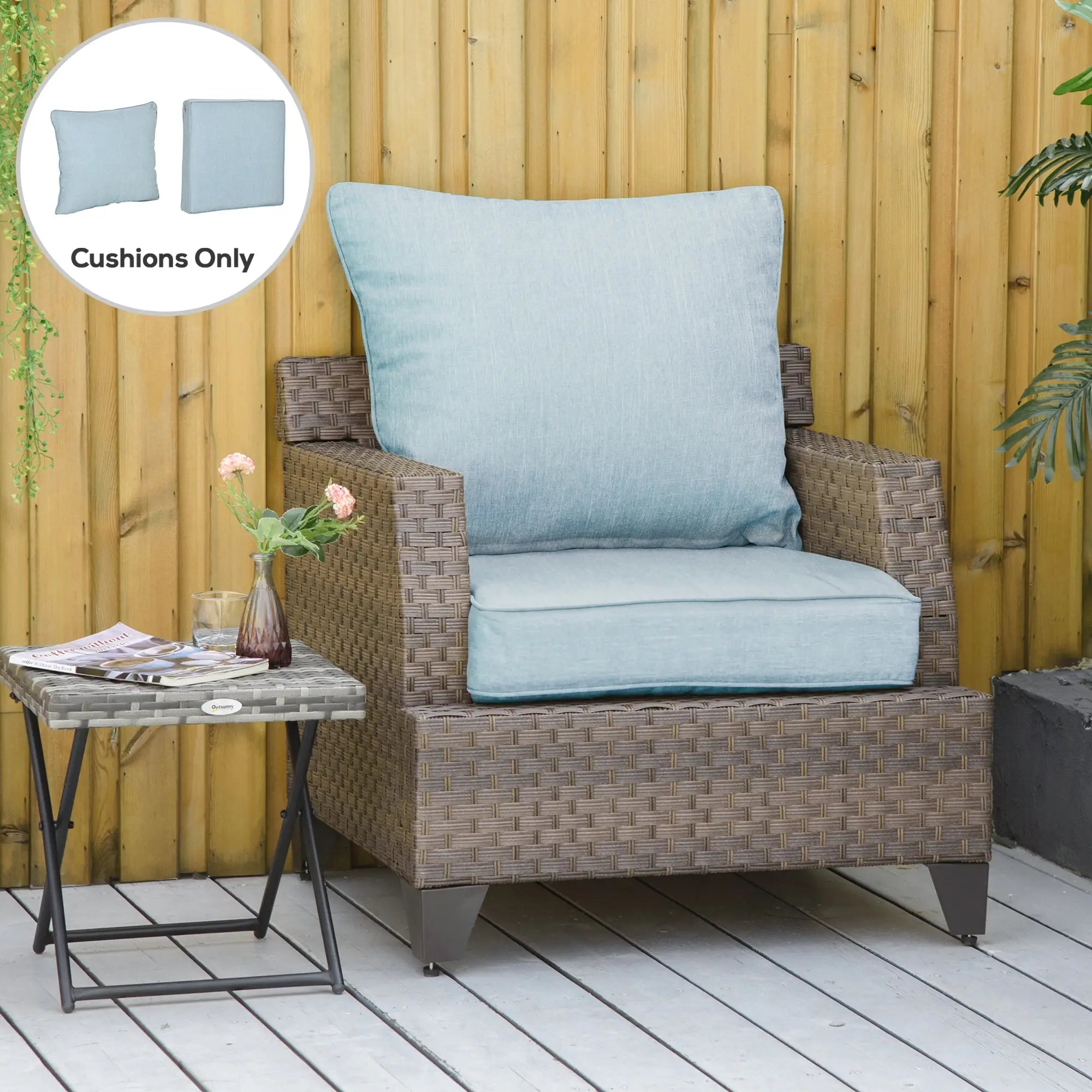 Patio Chair Cushions, Thick Deep Seat, Light Blue Patio Chair Cushions at Gallery Canada